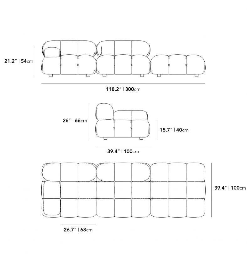 Wexford Sectional Sofa Dimensions Diagram