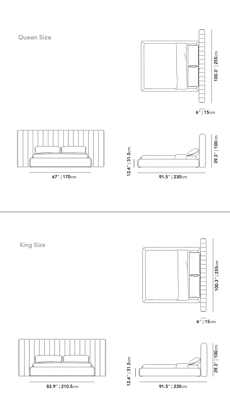 Westchester Bed Dimensions Diagram