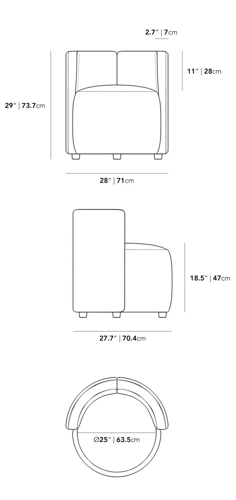 Carlisle Lounge Chair Dimensions Diagram