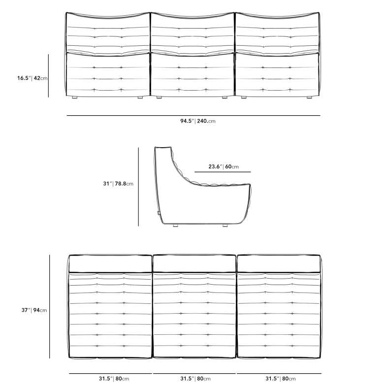 Highbury Sofa Dimensions Diagram