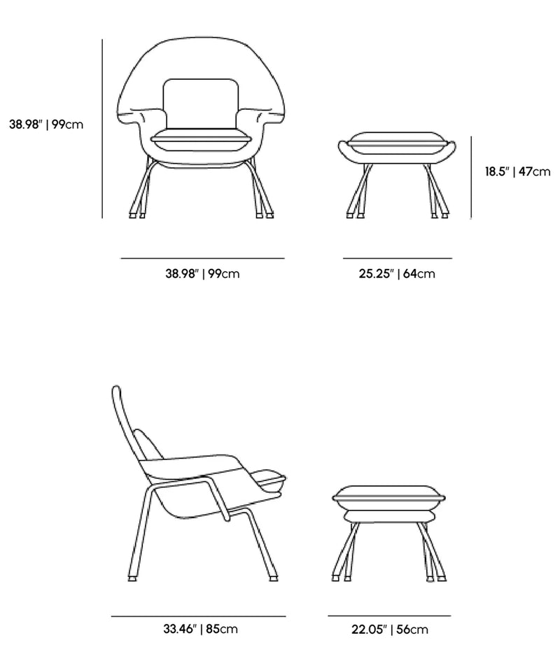 Worcester Lounge Chair Dimensions Diagram