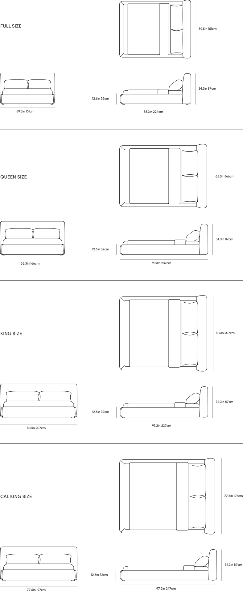 Brentwood Bed Dimensions Diagram