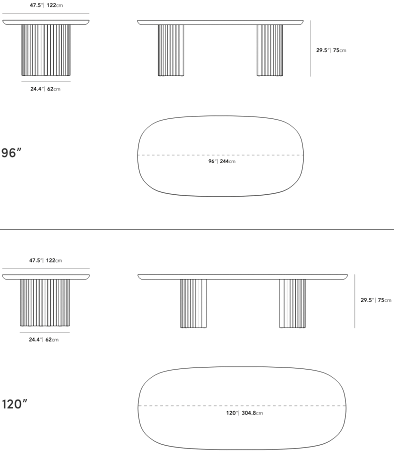 Lincoln Dining Table Dimensions Diagram